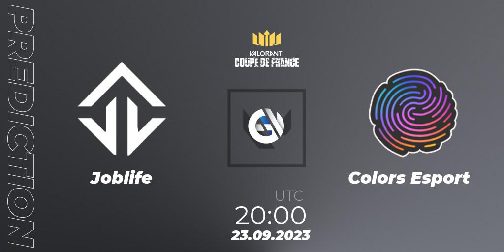 Joblife - Colors Esport: прогноз. 23.09.2023 at 20:00, VALORANT, VCL France: Revolution - Coupe De France 2023