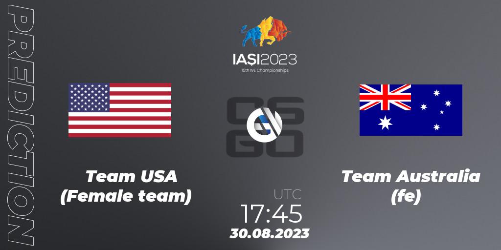 Team USA (Female team) - Team Australia (fe): прогноз. 31.08.2023 at 10:20, Counter-Strike (CS2), IESF Female World Esports Championship 2023