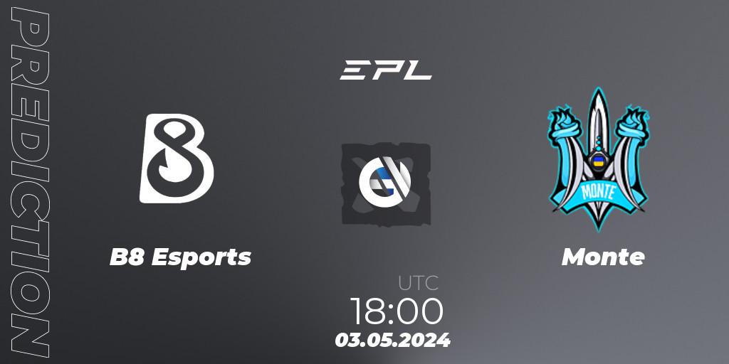 B8 Esports - Monte: прогноз. 07.05.2024 at 19:00, Dota 2, European Pro League Season 18