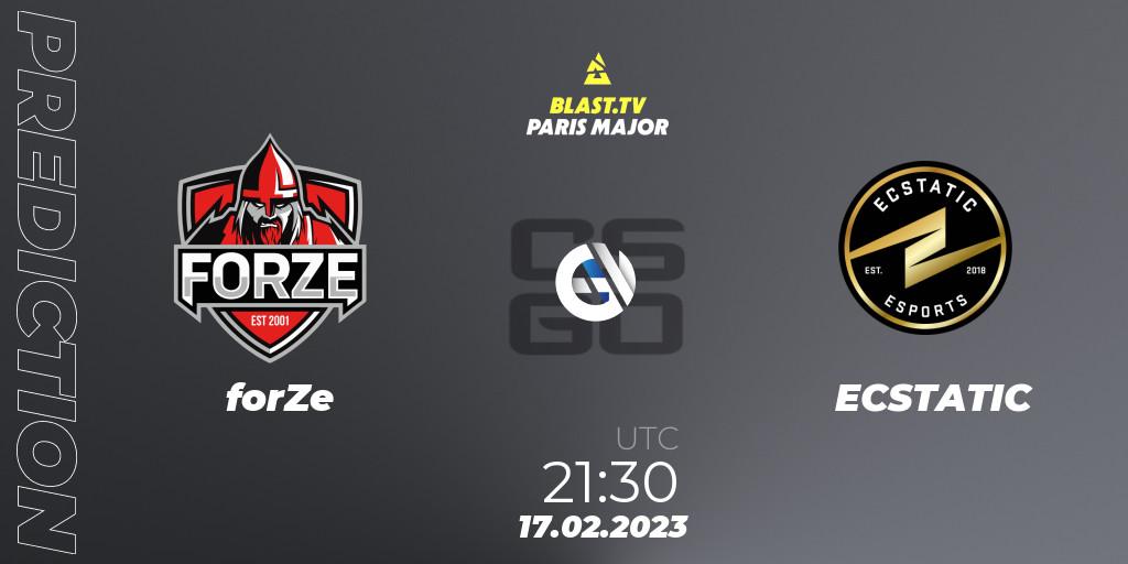 forZe - ECSTATIC: прогноз. 17.02.2023 at 21:30, Counter-Strike (CS2), BLAST.tv Paris Major 2023 Europe RMR Closed Qualifier B