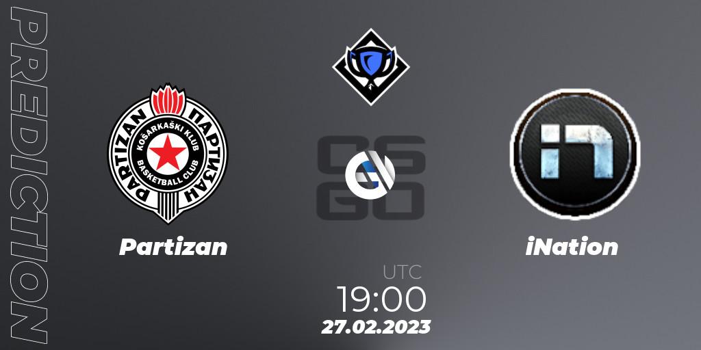 Partizan - iNation: прогноз. 27.02.2023 at 19:00, Counter-Strike (CS2), RES Season 4