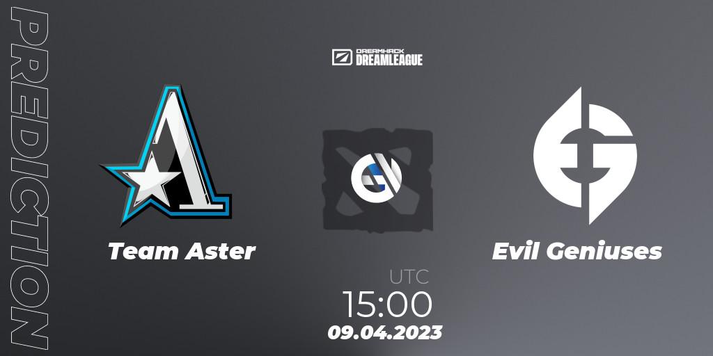 Team Aster - Evil Geniuses: прогноз. 09.04.2023 at 15:32, Dota 2, DreamLeague Season 19 - Group Stage 1