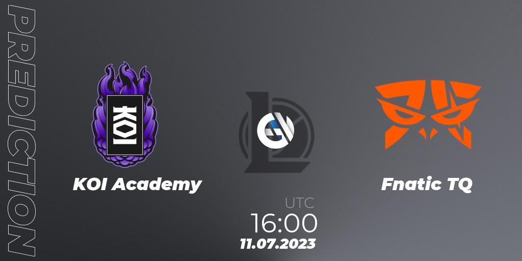 KOI Academy - Fnatic TQ: прогноз. 11.07.2023 at 20:00, LoL, Superliga Summer 2023 - Group Stage