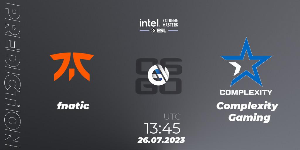 fnatic - Complexity Gaming: прогноз. 26.07.2023 at 13:50, Counter-Strike (CS2), IEM Cologne 2023 - Play-In