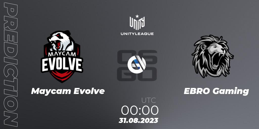 Maycam Evolve - EBRO Gaming: прогноз. 31.08.2023 at 00:00, Counter-Strike (CS2), LVP Unity League Argentina 2023
