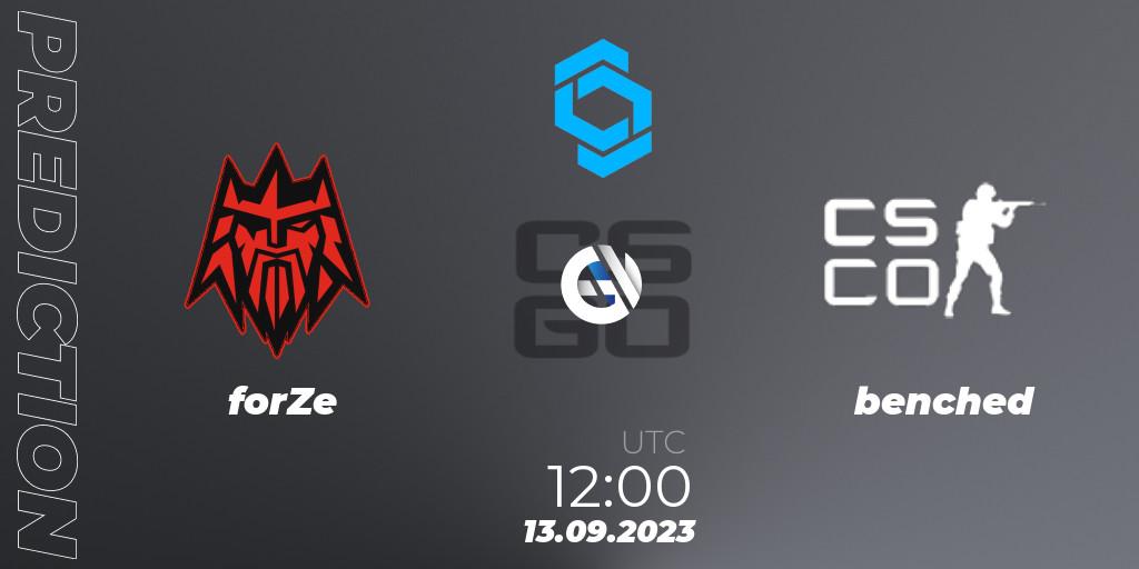 forZe - benched: прогноз. 13.09.2023 at 12:00, Counter-Strike (CS2), CCT East Europe Series #2