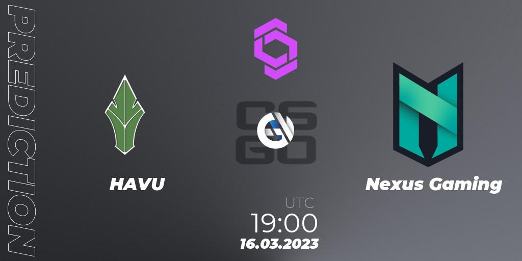HAVU - Nexus Gaming: прогноз. 16.03.2023 at 19:50, Counter-Strike (CS2), CCT West Europe Series #2