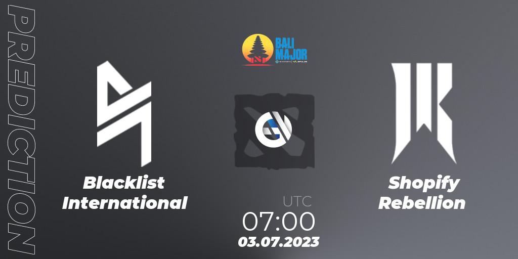 Blacklist International - Shopify Rebellion: прогноз. 03.07.2023 at 07:39, Dota 2, Bali Major 2023 - Group Stage