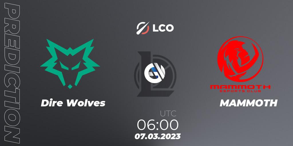 Dire Wolves - MAMMOTH: прогноз. 07.03.2023 at 06:20, LoL, LCO Split 1 2023 - Group Stage