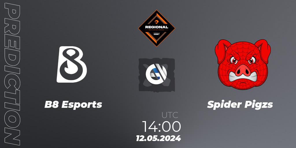 B8 Esports - Spider Pigzs: прогноз. 12.05.2024 at 14:30, Dota 2, RES Regional Series: EU #2