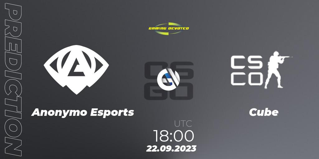 Anonymo Esports - Cube: прогноз. 22.09.2023 at 18:30, Counter-Strike (CS2), Gaming Devoted Become The Best