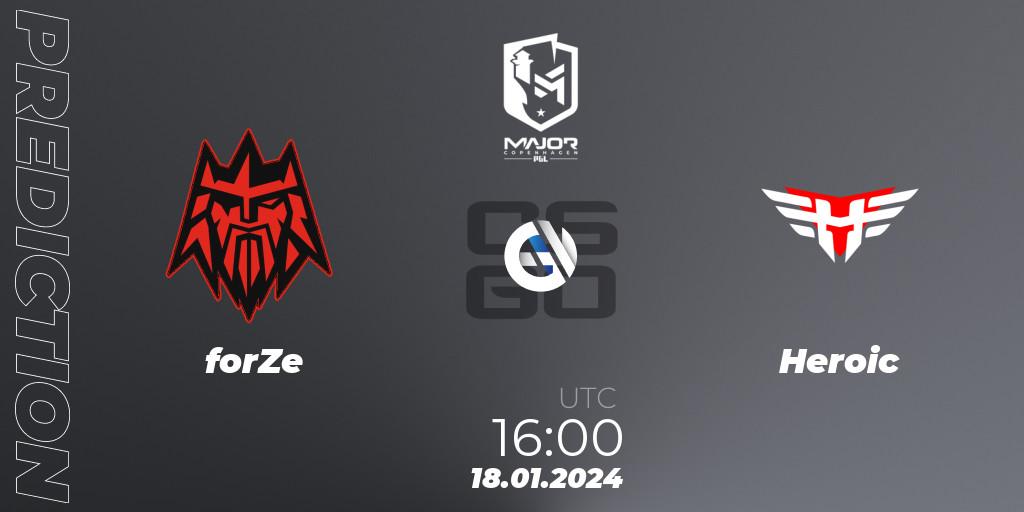 forZe - Heroic: прогноз. 18.01.2024 at 16:00, Counter-Strike (CS2), PGL CS2 Major Copenhagen 2024: European Qualifier B