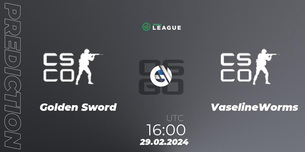 Golden Sword - VaselineWorms: прогноз. 29.02.2024 at 16:00, Counter-Strike (CS2), ESEA Season 48: Advanced Division - Europe