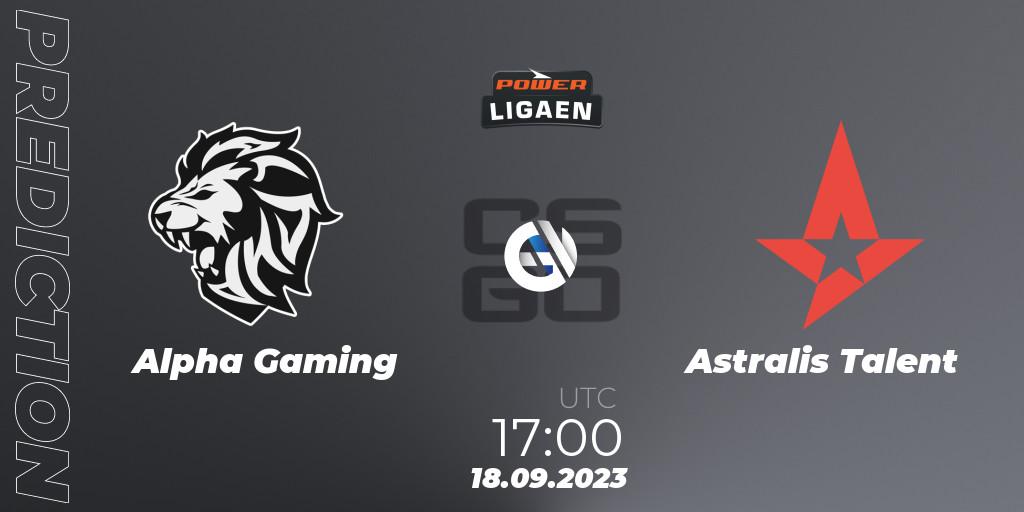 Alpha Gaming - Astralis Talent: прогноз. 18.09.2023 at 17:00, Counter-Strike (CS2), POWER Ligaen Season 24 Finals