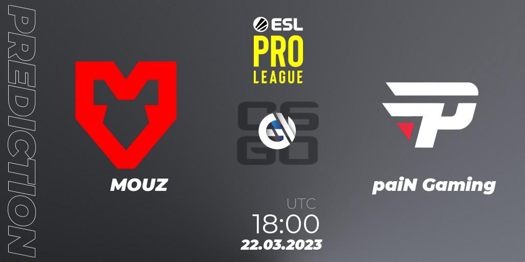 MOUZ - paiN Gaming: прогноз. 22.03.2023 at 18:00, Counter-Strike (CS2), ESL Pro League Season 17