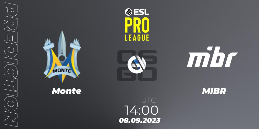 Monte - MIBR: прогноз. 08.09.2023 at 14:00, Counter-Strike (CS2), ESL Pro League Season 18