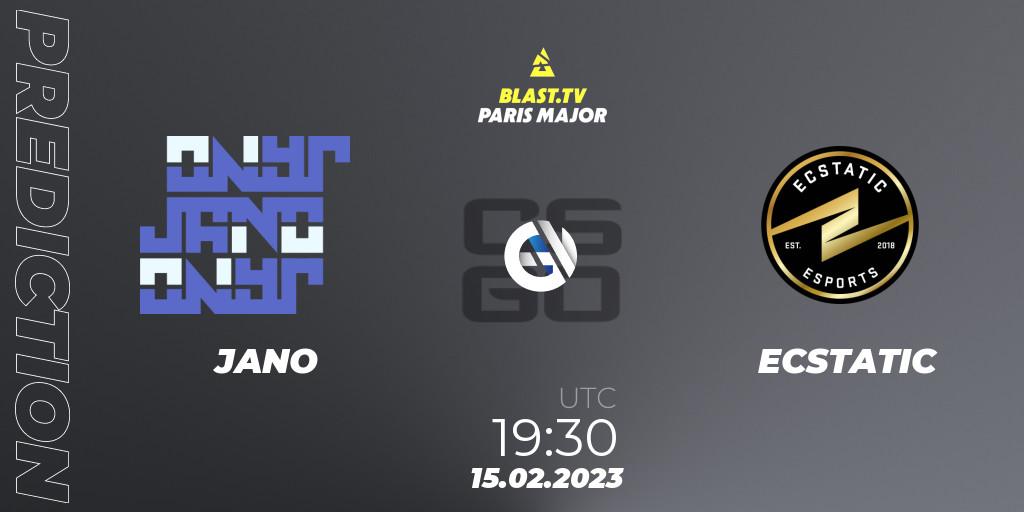 JANO - ECSTATIC: прогноз. 15.02.2023 at 19:30, Counter-Strike (CS2), BLAST.tv Paris Major 2023 Europe RMR Open Qualifier 2