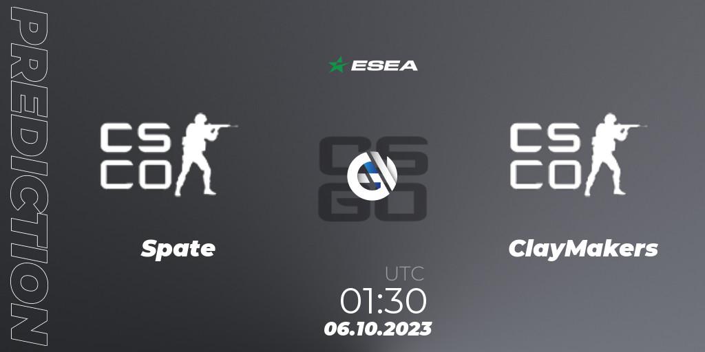 Spate - ClayMakers: прогноз. 06.10.2023 at 01:50, Counter-Strike (CS2), ESEA Advanced Season 46 North America