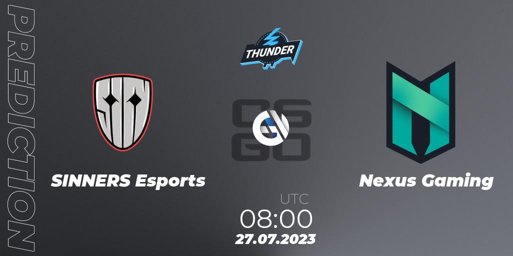 SINNERS Esports - Nexus Gaming: прогноз. 27.07.2023 at 08:00, Counter-Strike (CS2), Thunderpick World Championship 2023: European Qualifier #1