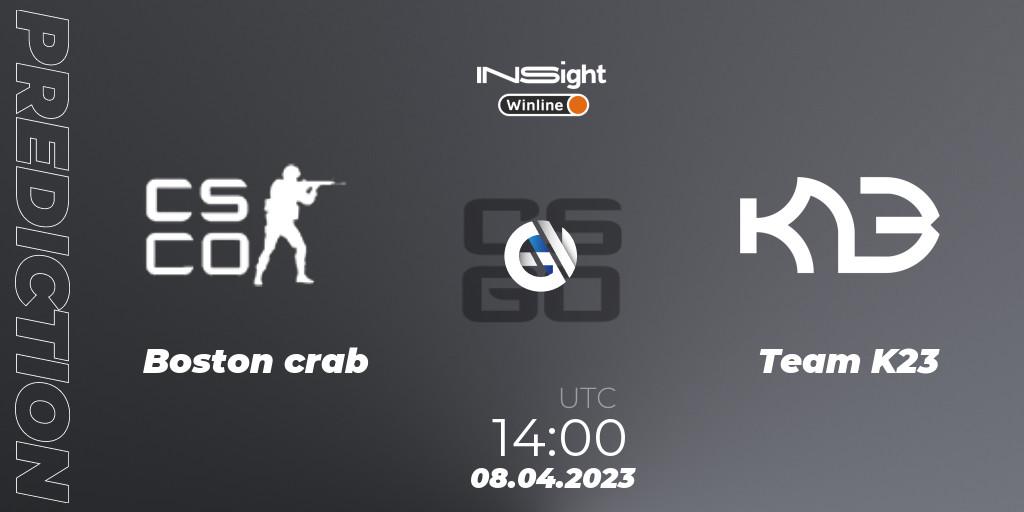 Boston crab - Team K23: прогноз. 08.04.2023 at 15:50, Counter-Strike (CS2), Winline Insight Season 3