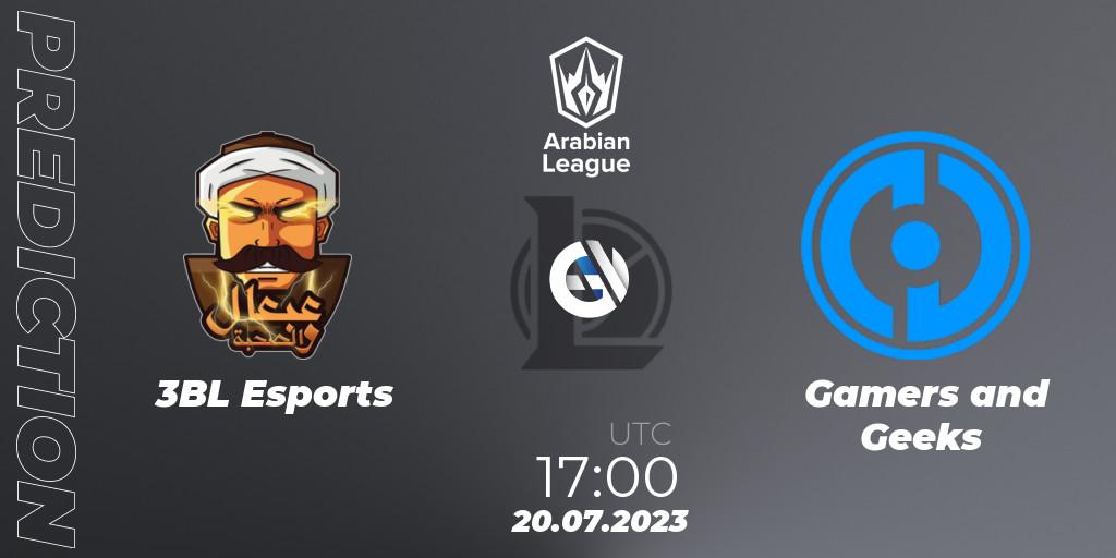 3BL Esports - Gamers and Geeks: прогноз. 20.07.23, LoL, Arabian League Summer 2023 - Group Stage