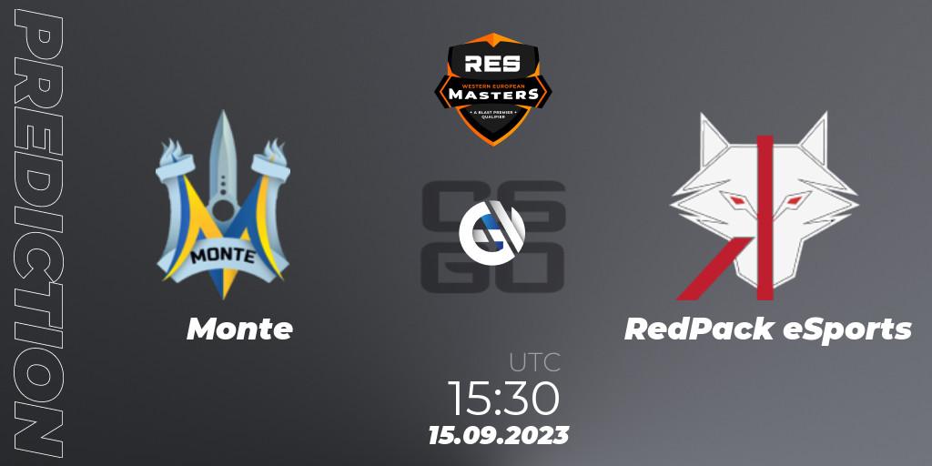 Monte - RedPack eSports: прогноз. 15.09.2023 at 14:45, Counter-Strike (CS2), RES Eastern European Masters: Fall 2023
