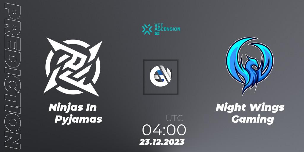 Ninjas In Pyjamas - Night Wings Gaming: прогноз. 23.12.23, VALORANT, VALORANT China Ascension 2023