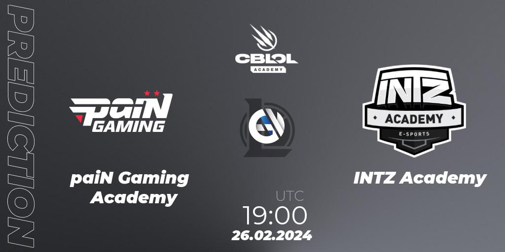 paiN Gaming Academy - INTZ Academy: прогноз. 26.02.24, LoL, CBLOL Academy Split 1 2024