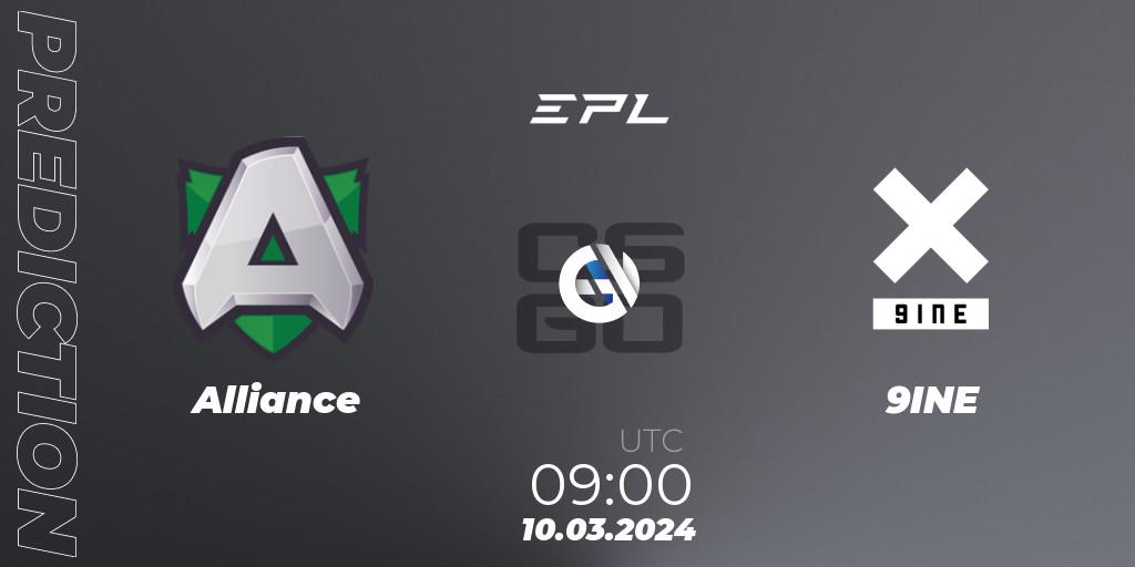 Alliance - 9INE: прогноз. 10.03.24, CS2 (CS:GO), European Pro League Season 14