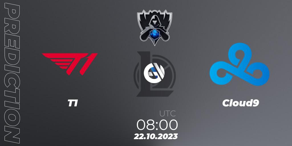 T1 - Cloud9: прогноз. 22.10.2023 at 07:00, LoL, Worlds 2023 LoL - Group Stage