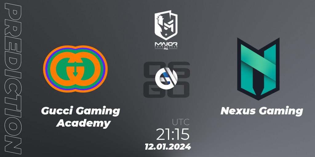 Gucci Gaming Academy - Nexus Gaming: прогноз. 12.01.2024 at 21:15, Counter-Strike (CS2), PGL CS2 Major Copenhagen 2024 Europe RMR Open Qualifier 3