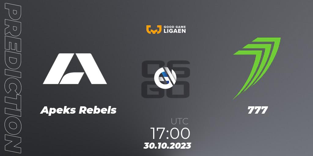 Apeks Rebels - 777: прогноз. 30.10.23, CS2 (CS:GO), Good Game-ligaen Fall 2023: Regular Season