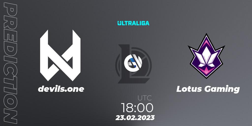 devils.one - Lotus Gaming: прогноз. 23.02.2023 at 18:00, LoL, Ultraliga 2nd Division Season 6