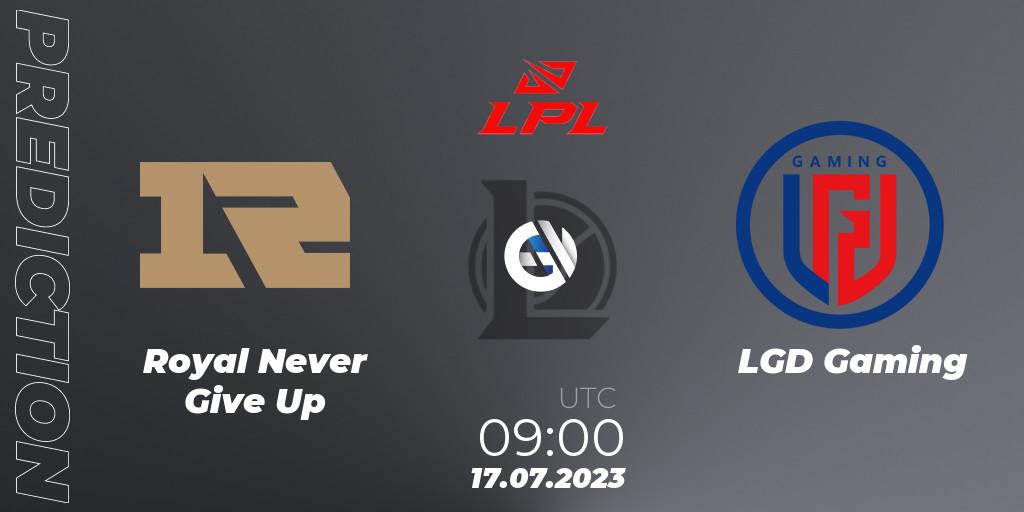 Royal Never Give Up - LGD Gaming: прогноз. 17.07.23, LoL, LPL Summer 2023 Regular Season