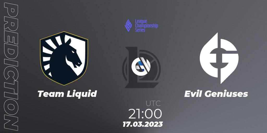 Team Liquid - Evil Geniuses: прогноз. 16.02.2023 at 22:00, LoL, LCS Spring 2023 - Group Stage