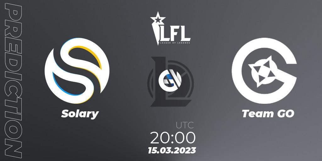 Solary - Team GO: прогноз. 15.03.2023 at 20:00, LoL, LFL Spring 2023 - Group Stage