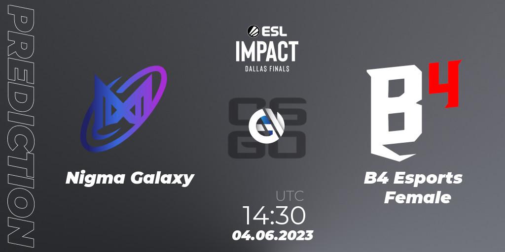 Nigma Galaxy - B4 Esports Female: прогноз. 04.06.2023 at 14:30, Counter-Strike (CS2), ESL Impact League Season 3