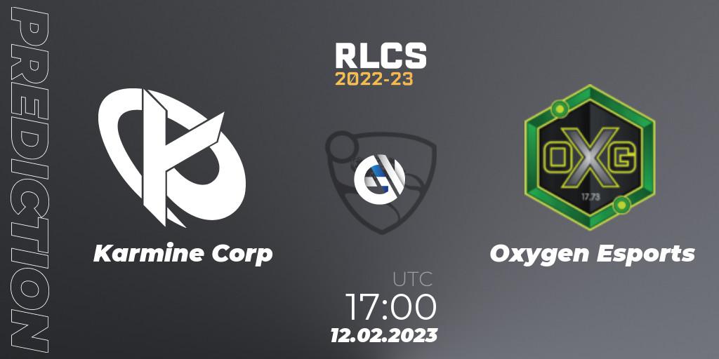Karmine Corp - Oxygen Esports: прогноз. 12.02.2023 at 16:50, Rocket League, RLCS 2022-23 - Winter: Europe Regional 2 - Winter Cup