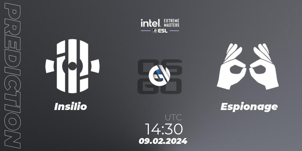 Insilio - Espionage: прогноз. 09.02.2024 at 14:30, Counter-Strike (CS2), Intel Extreme Masters China 2024: European Closed Qualifier