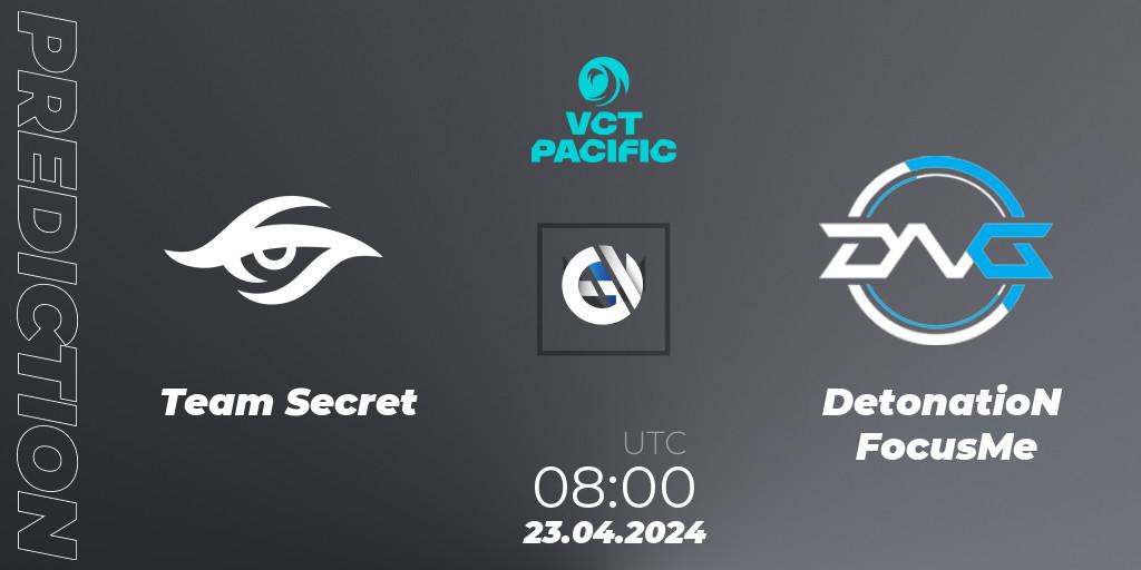 Team Secret - DetonatioN FocusMe: прогноз. 23.04.2024 at 08:00, VALORANT, VALORANT Champions Tour 2024: Pacific League - Stage 1 - Group Stage