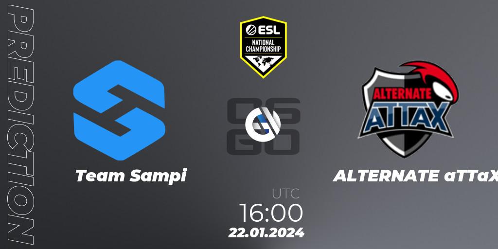 Team Sampi - ALTERNATE aTTaX: прогноз. 22.01.2024 at 16:00, Counter-Strike (CS2), ESL Pro League Season 19 NC Europe Qualifier