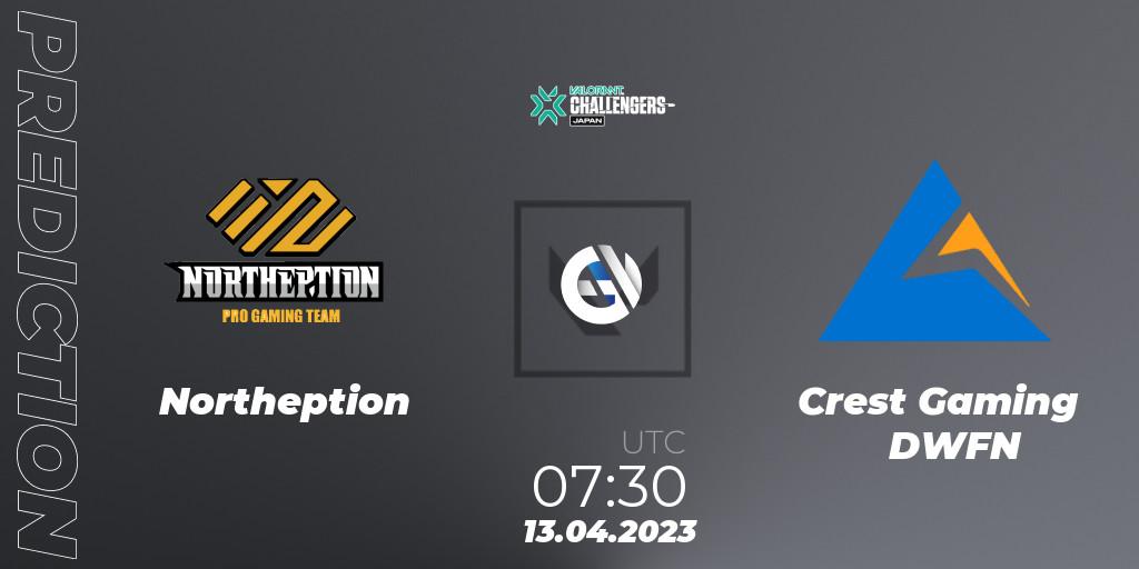 Northeption - Crest Gaming DWFN: прогноз. 13.04.2023 at 07:30, VALORANT, VALORANT Challengers 2023: Japan Split 2 Group stage