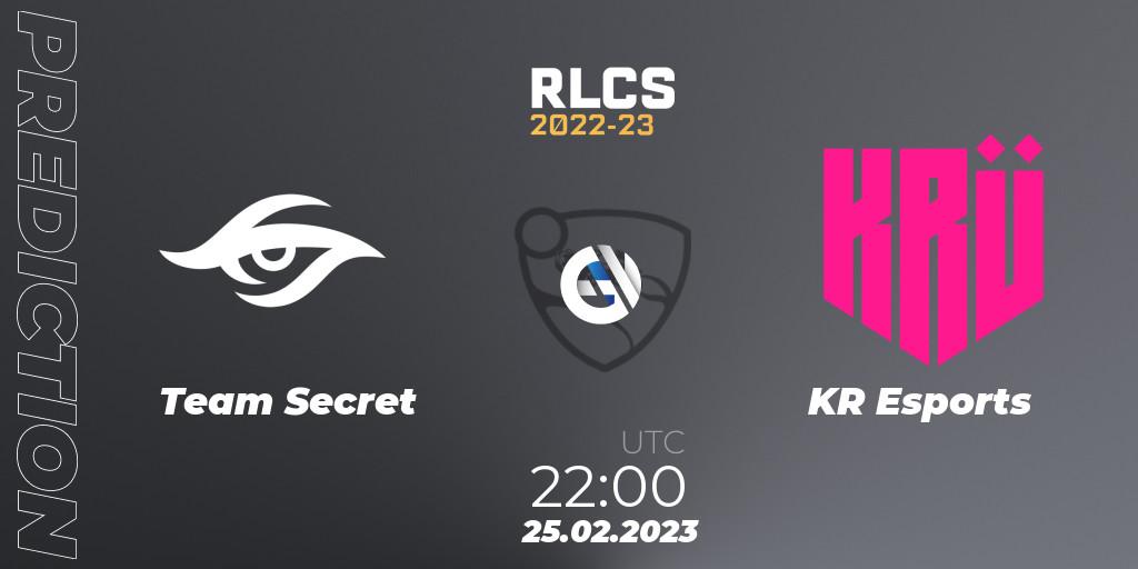 Team Secret - KRÜ Esports: прогноз. 25.02.2023 at 20:00, Rocket League, RLCS 2022-23 - Winter: South America Regional 3 - Winter Invitational