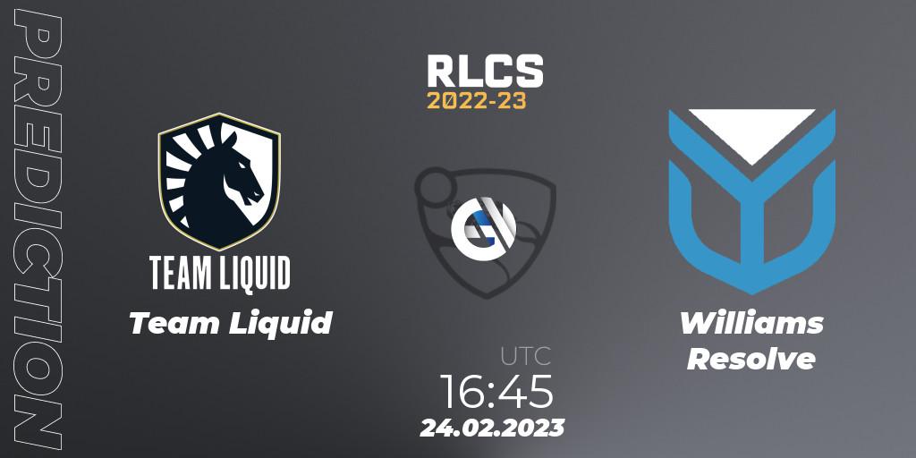 Team Liquid - Williams Resolve: прогноз. 24.02.2023 at 16:45, Rocket League, RLCS 2022-23 - Winter: Europe Regional 3 - Winter Invitational
