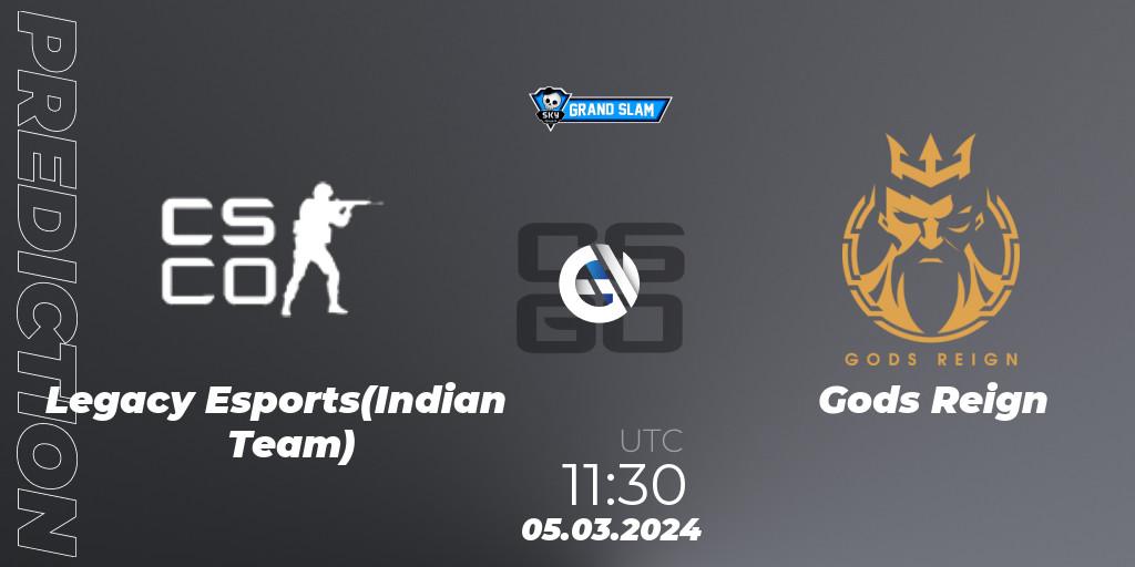 Legacy Esports(Indian Team) - Gods Reign: прогноз. 05.03.2024 at 11:30, Counter-Strike (CS2), Skyesports Grand Slam 2024: Indian Qualifier