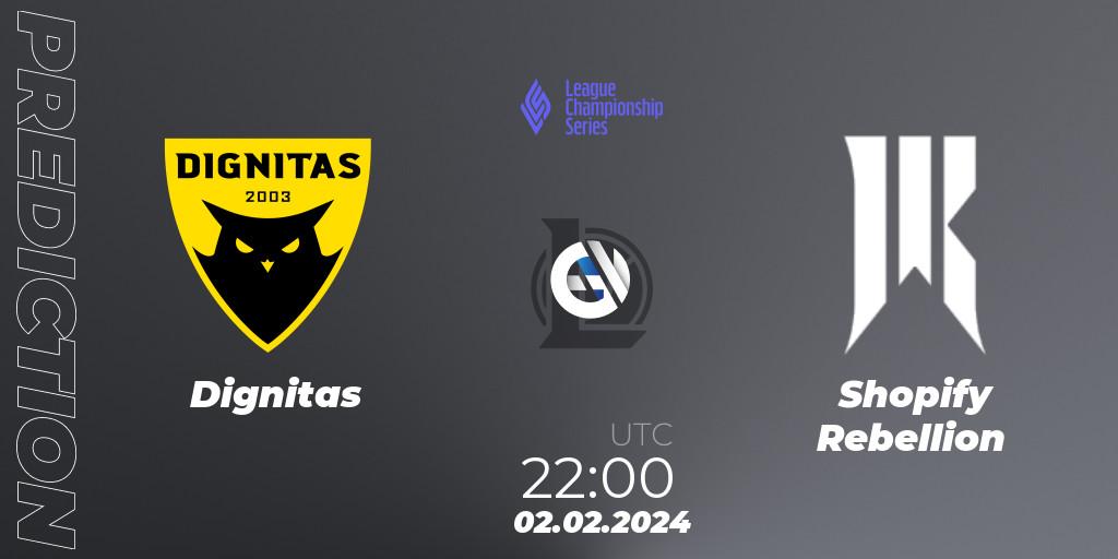 Dignitas - Shopify Rebellion: прогноз. 02.02.2024 at 23:00, LoL, LCS Spring 2024 - Group Stage