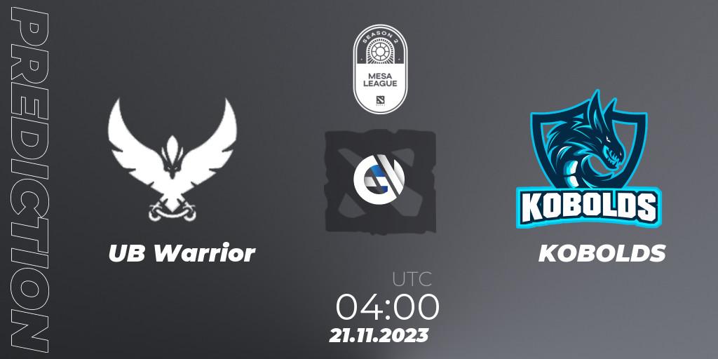 UB Warrior - KOBOLDS: прогноз. 21.11.2023 at 04:00, Dota 2, MESA League Season 2