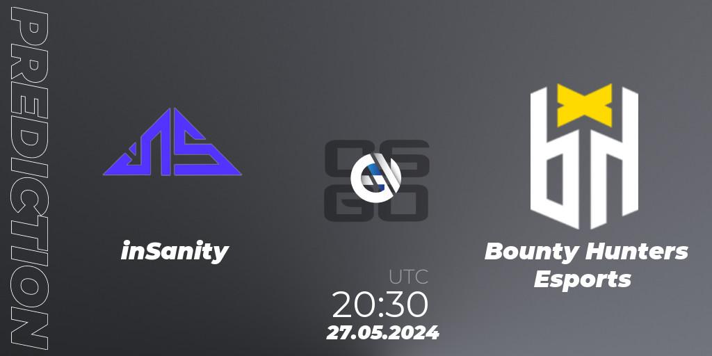 inSanity - Bounty Hunters Esports: прогноз. 27.05.2024 at 20:35, Counter-Strike (CS2), CCT Season 2 South America Series 1