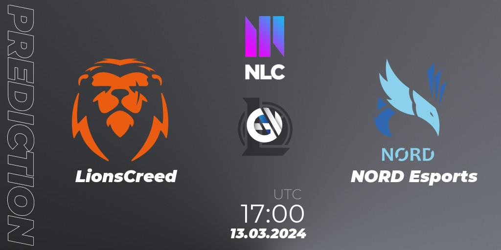 LionsCreed - NORD Esports: прогноз. 13.03.24, LoL, NLC 1st Division Spring 2024
