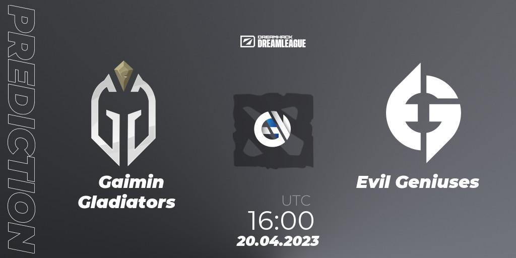 Gaimin Gladiators - Evil Geniuses: прогноз. 20.04.2023 at 15:55, Dota 2, DreamLeague Season 19 - Group Stage 2